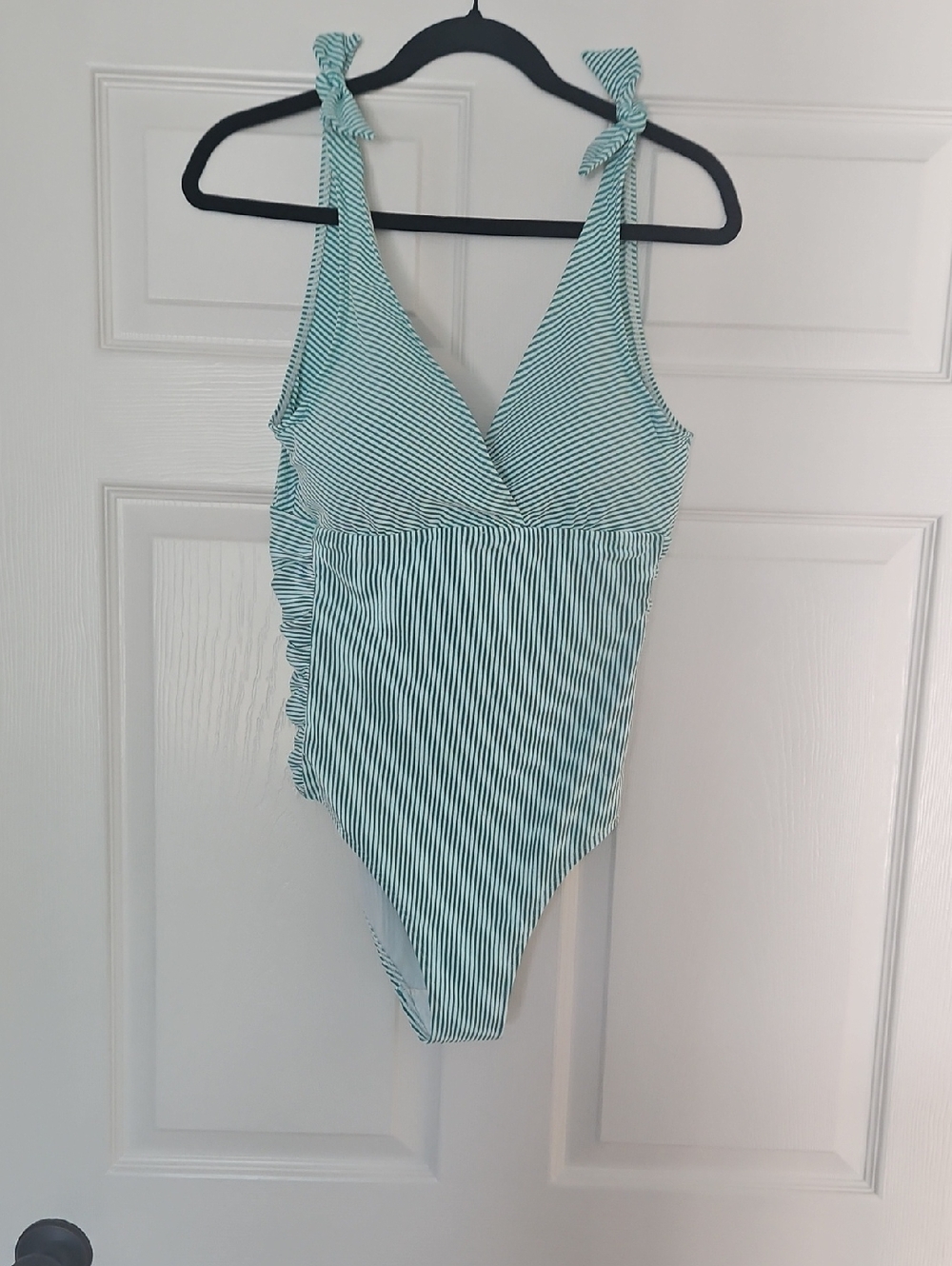 Lauren Ralph Lauren Mint & White Striped One-Piece Swimsuit